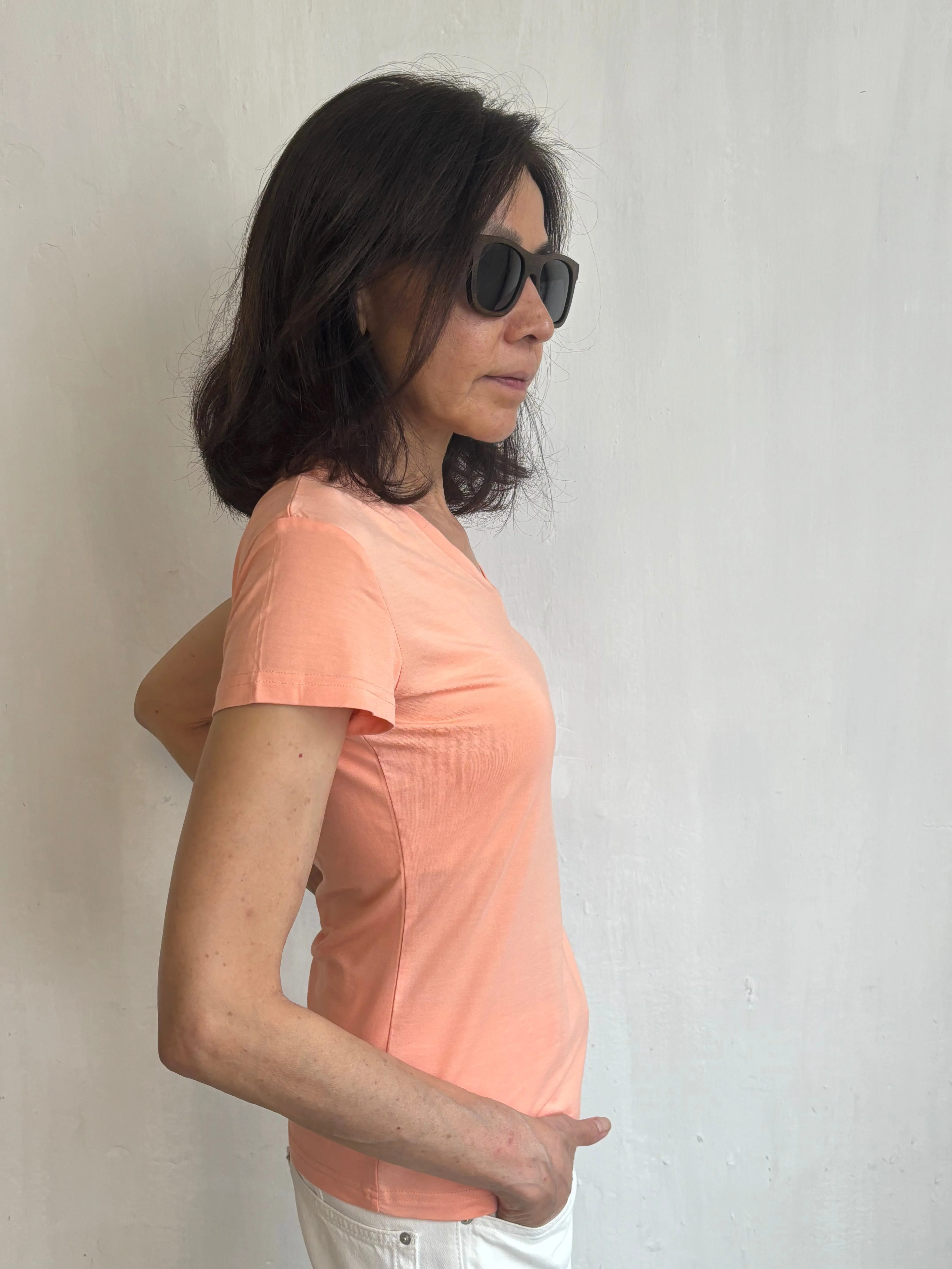 SOFTEE Women's Bamboo V Neck T-shirt