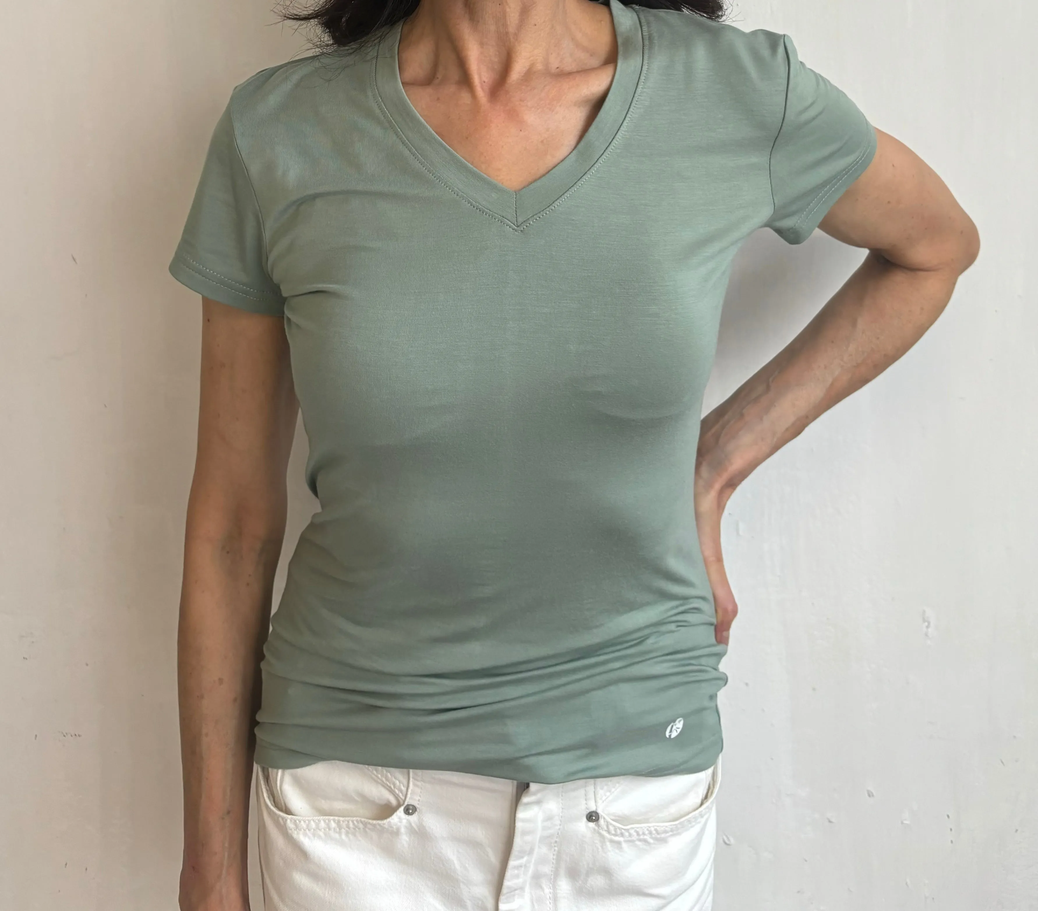 SOFTEE Women's Bamboo V Neck T-shirt