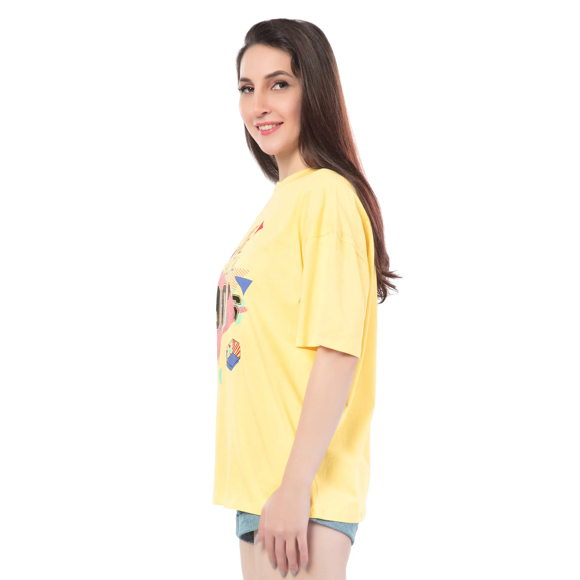 SOT-24067 Cotton The 90s Revival Oversized T-Shirt  Yellow