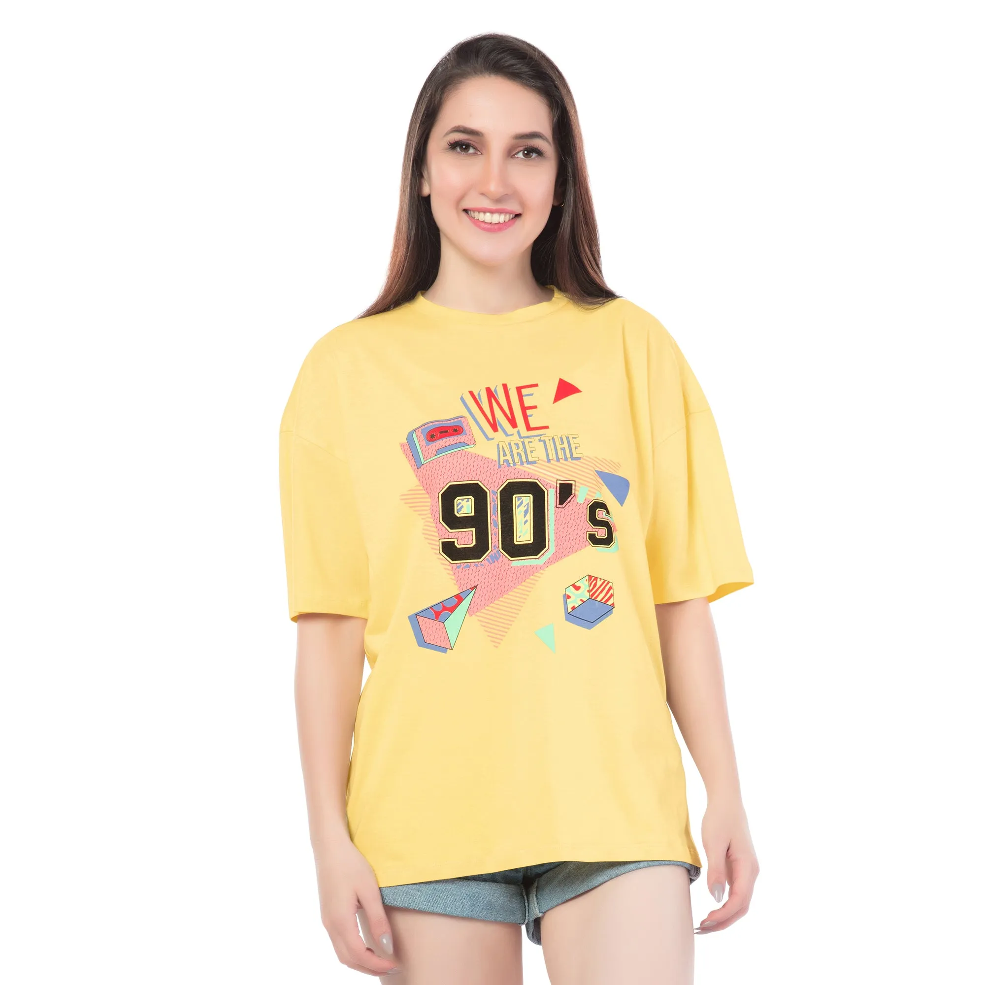 SOT-24067 Cotton The 90s Revival Oversized T-Shirt  Yellow