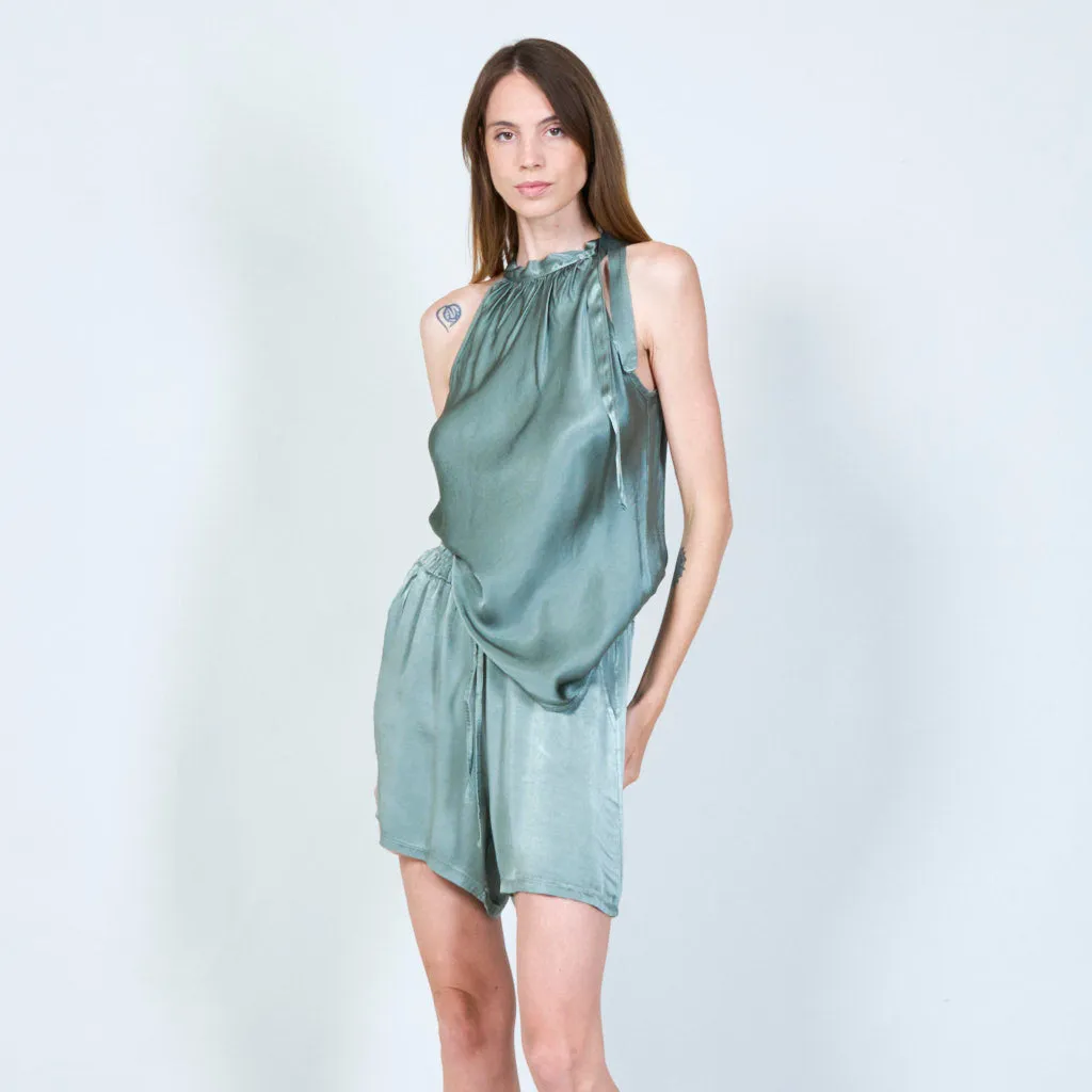 Stylish sleeveless top with gathered neckline wholesale
