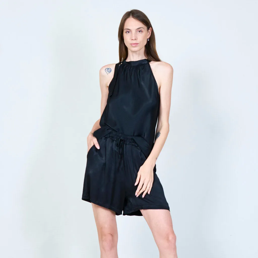 Stylish sleeveless top with gathered neckline wholesale