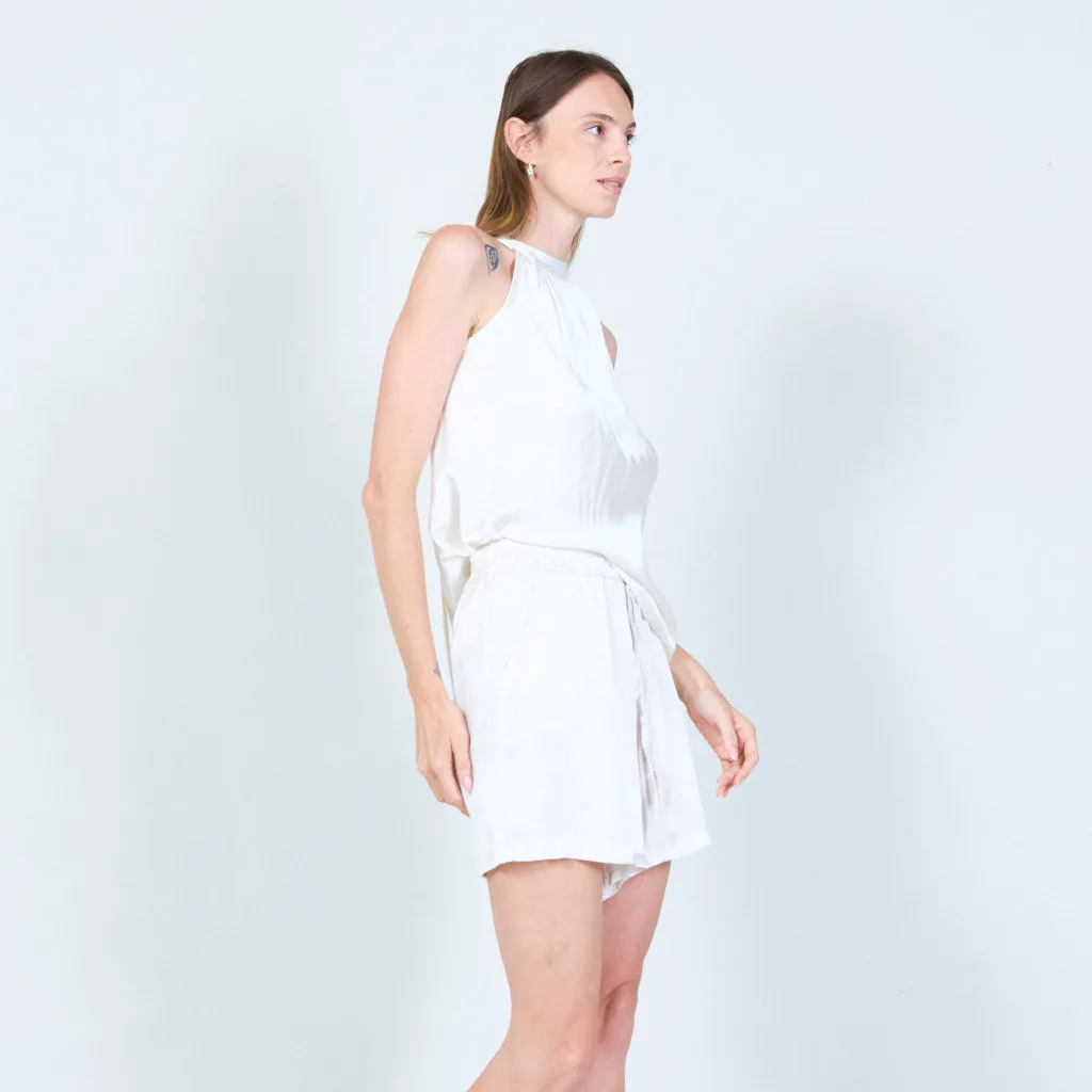 Stylish sleeveless top with gathered neckline wholesale
