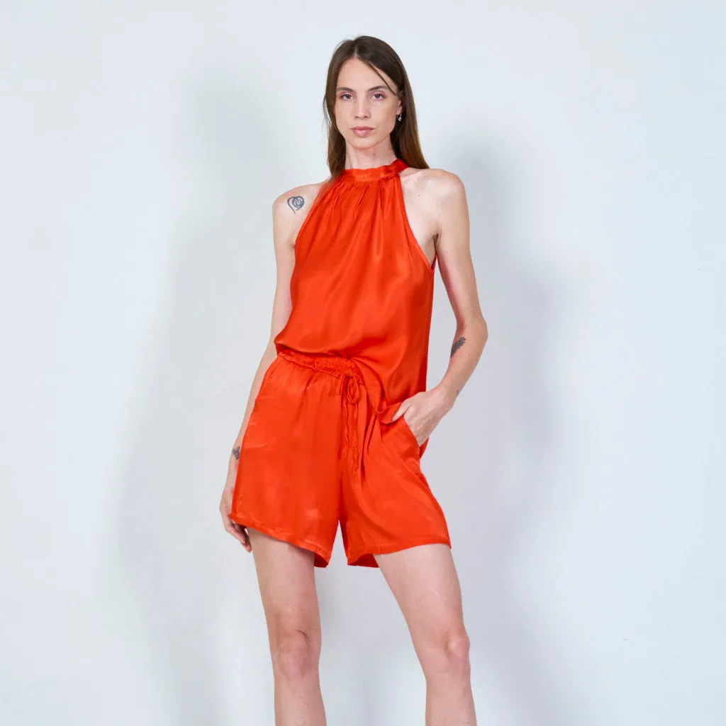 Stylish sleeveless top with gathered neckline wholesale