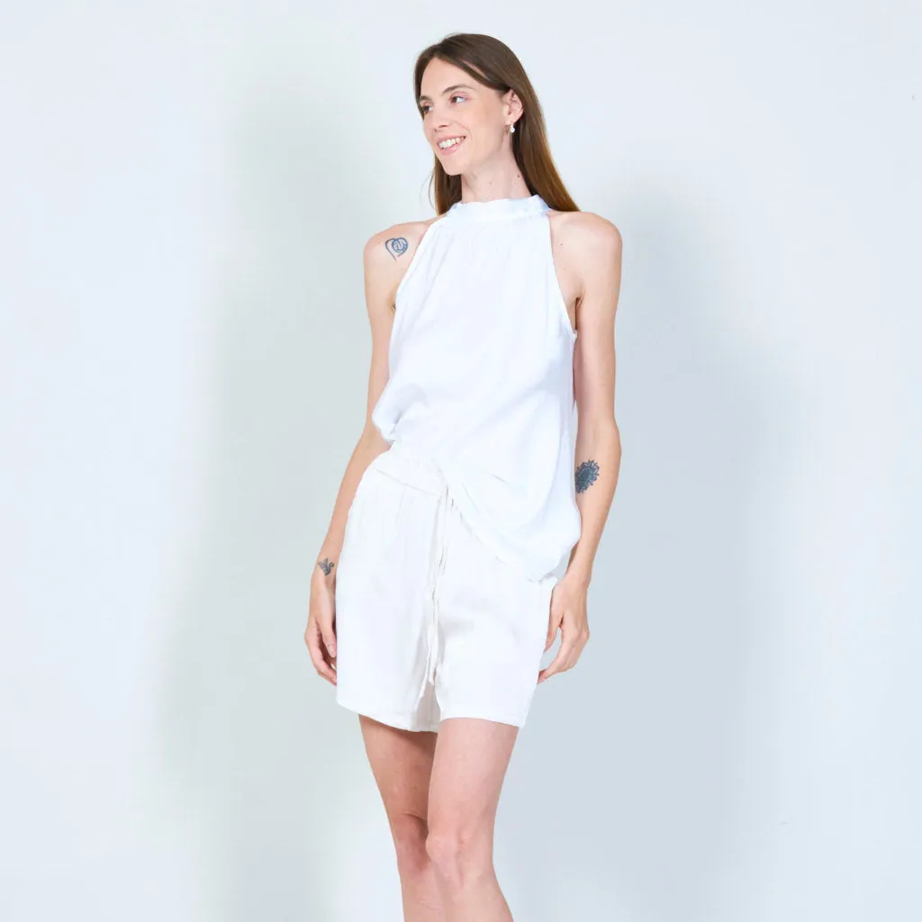 Stylish sleeveless top with gathered neckline wholesale