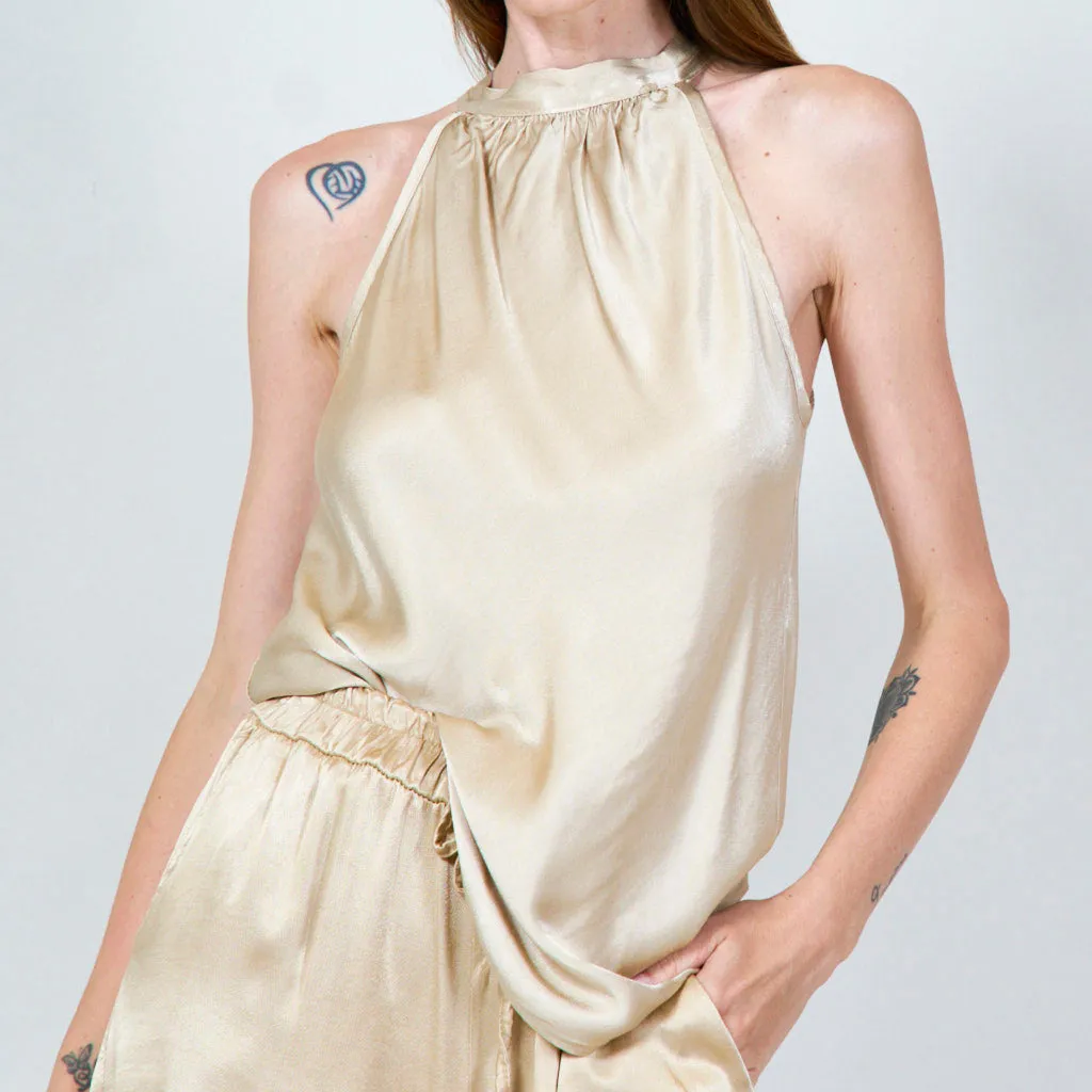Stylish sleeveless top with gathered neckline wholesale