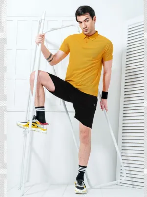 TechnoSport Polo Neck Half Sleeve Dry Fit T Shirt for Men OR-51 (Yellow)