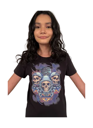 Three Alien Skull Art in Space in Women's short sleeve t-shirt