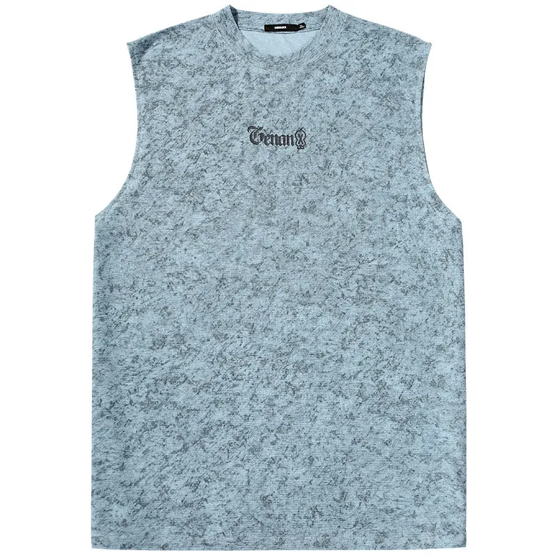 Us tide Mountain Crostar Crepe letter print loose version sleeveless vest T-shirt