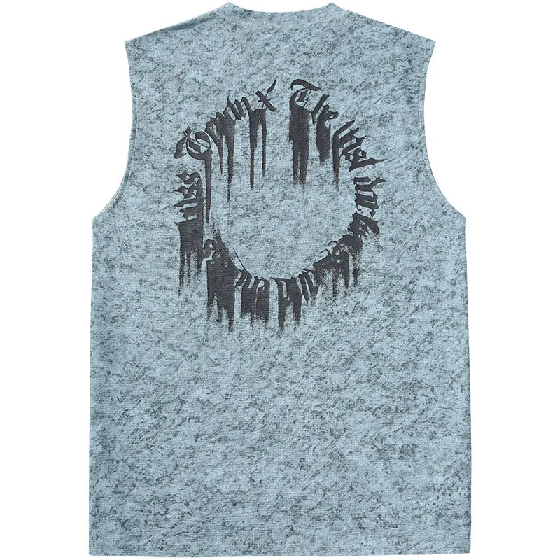 Us tide Mountain Crostar Crepe letter print loose version sleeveless vest T-shirt