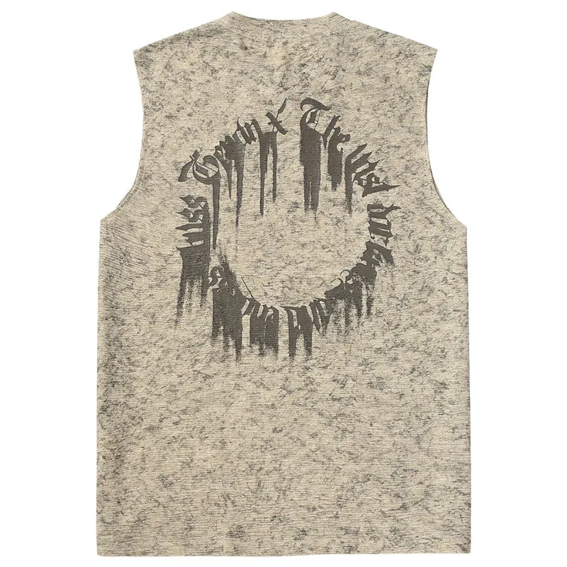 Us tide Mountain Crostar Crepe letter print loose version sleeveless vest T-shirt