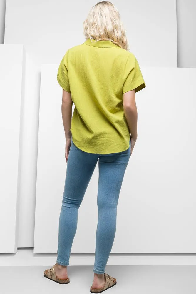 V-Neck Short Sleeve Top Green