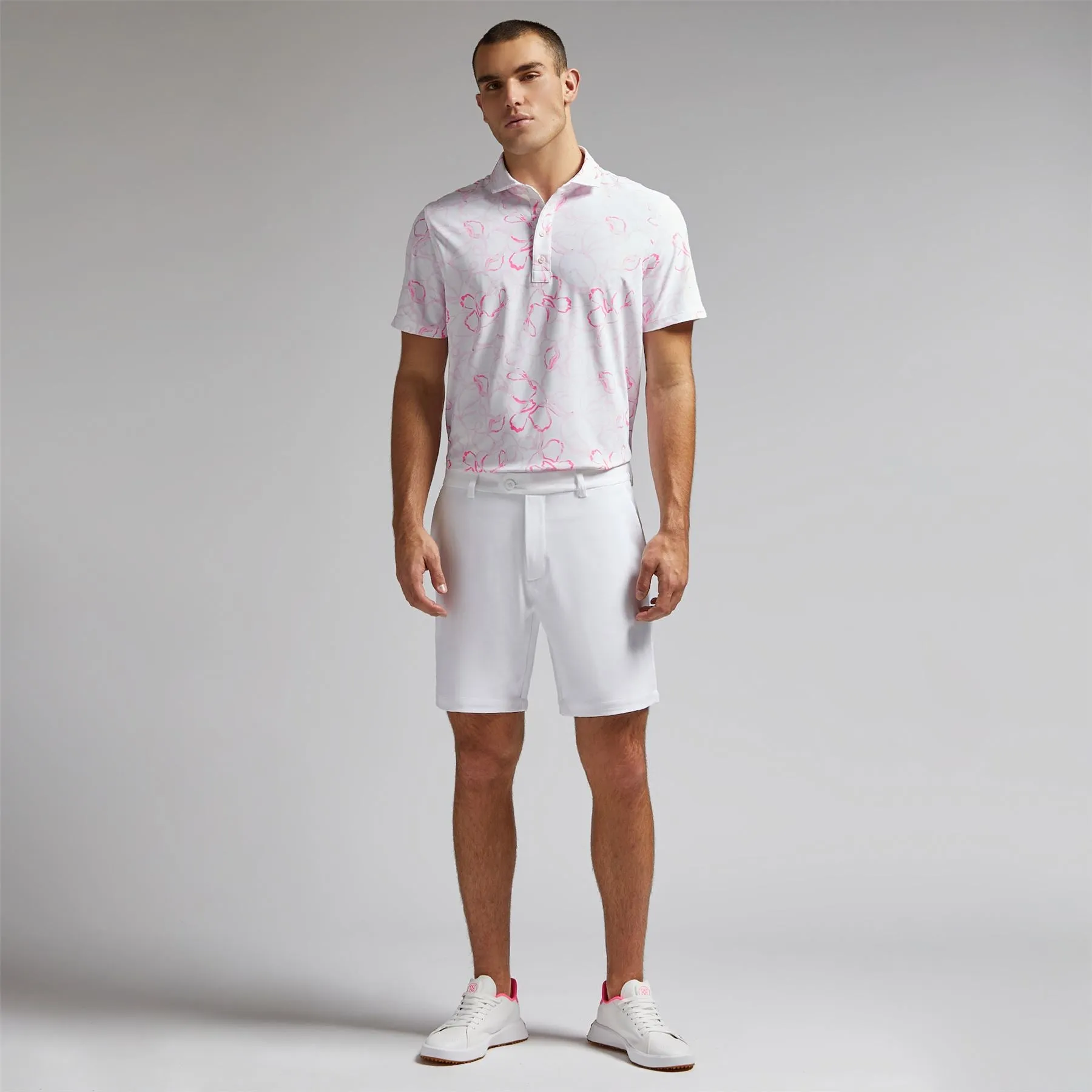 Watercolor Floral Tech Pique Polo Blush - AW24