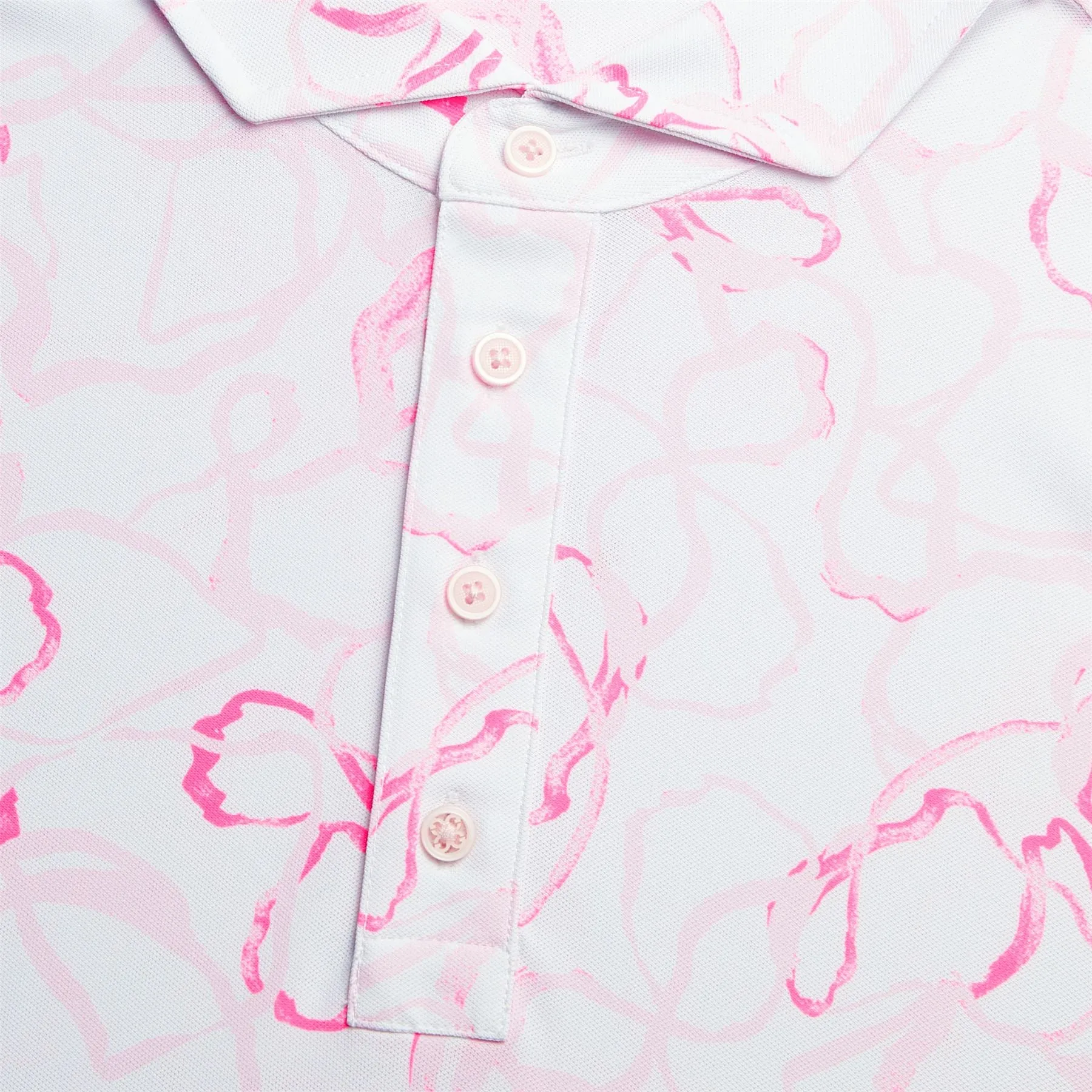 Watercolor Floral Tech Pique Polo Blush - AW24