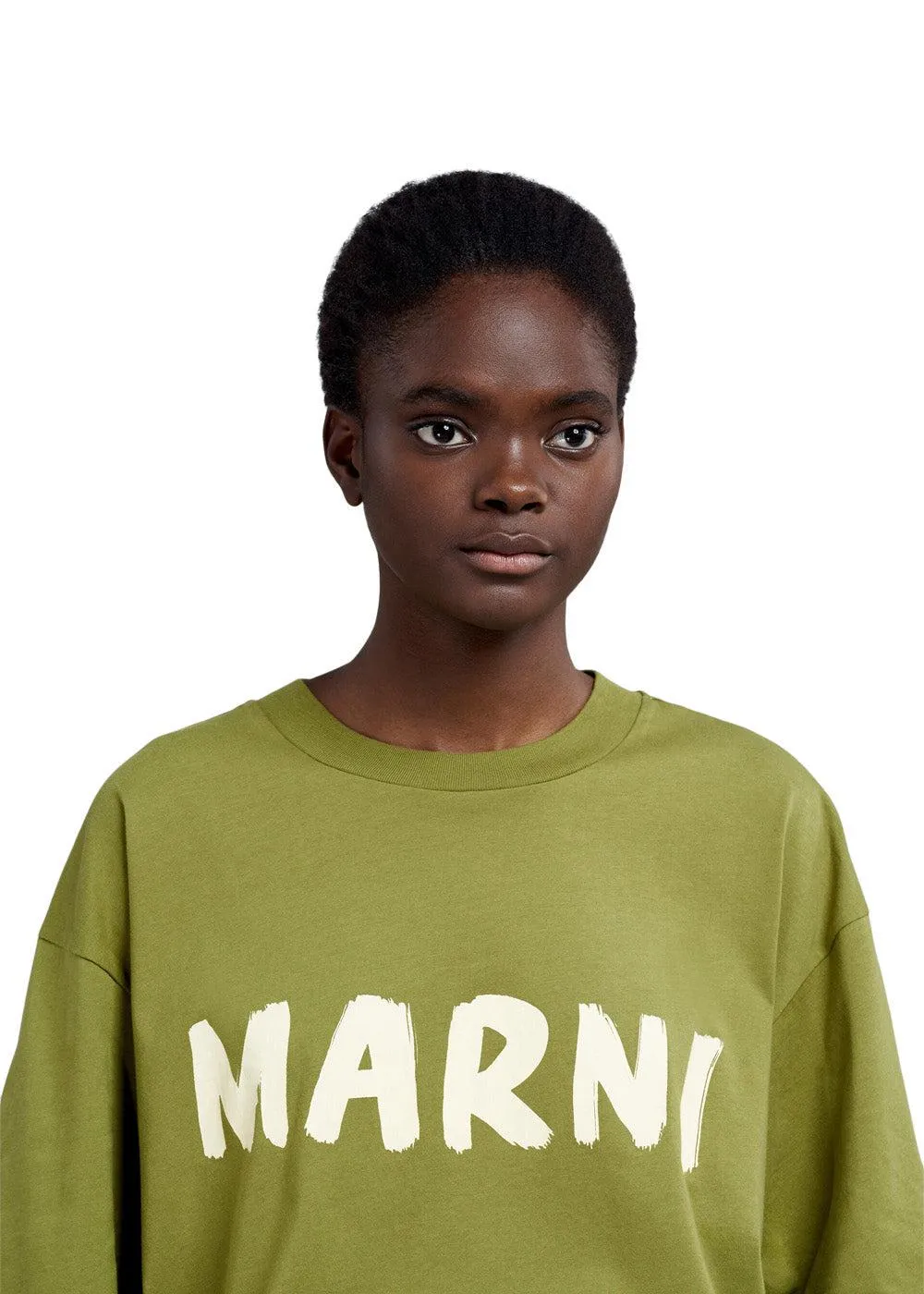 WHITE LOGO T-SHIRT - Dusty Olive