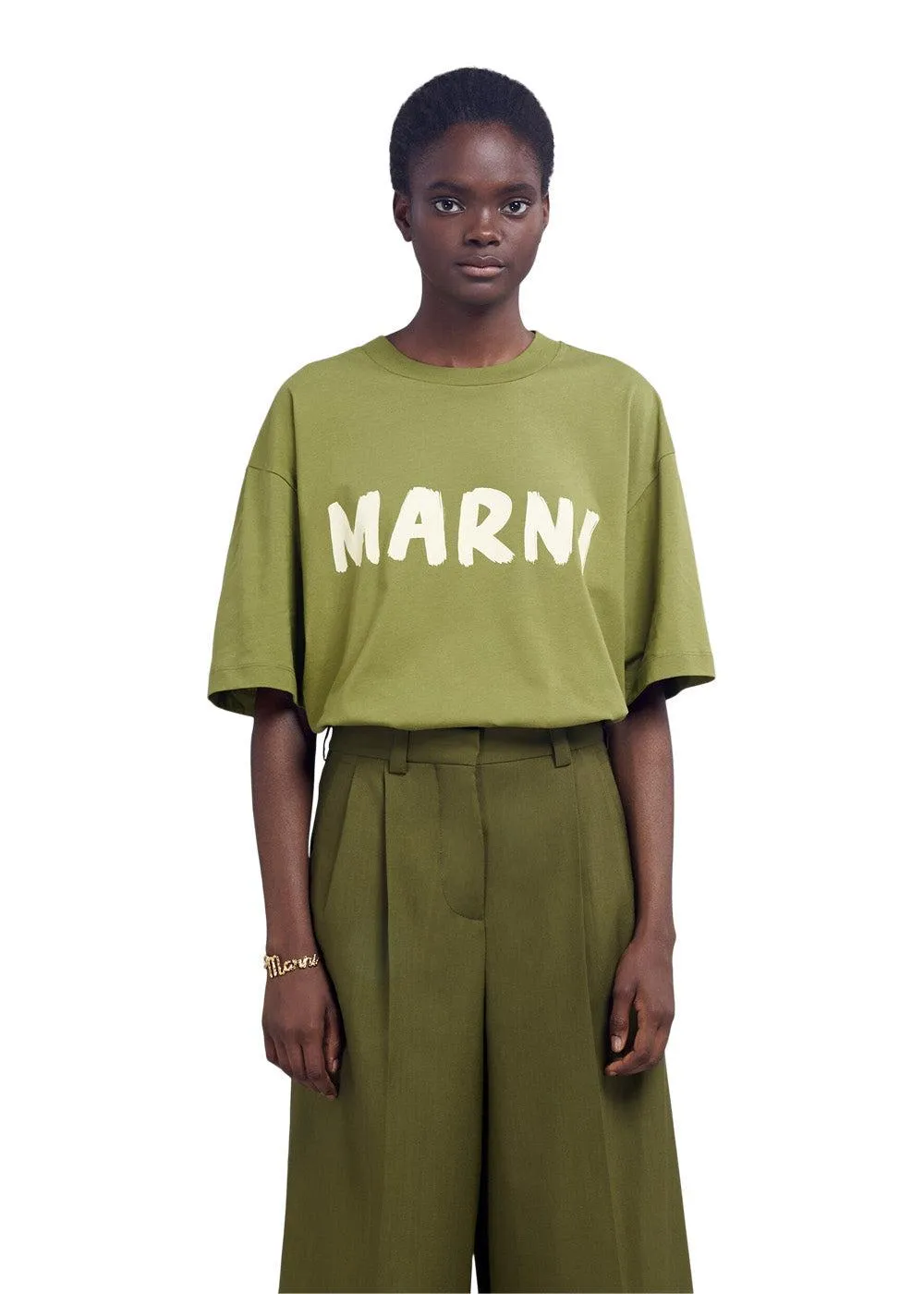 WHITE LOGO T-SHIRT - Dusty Olive