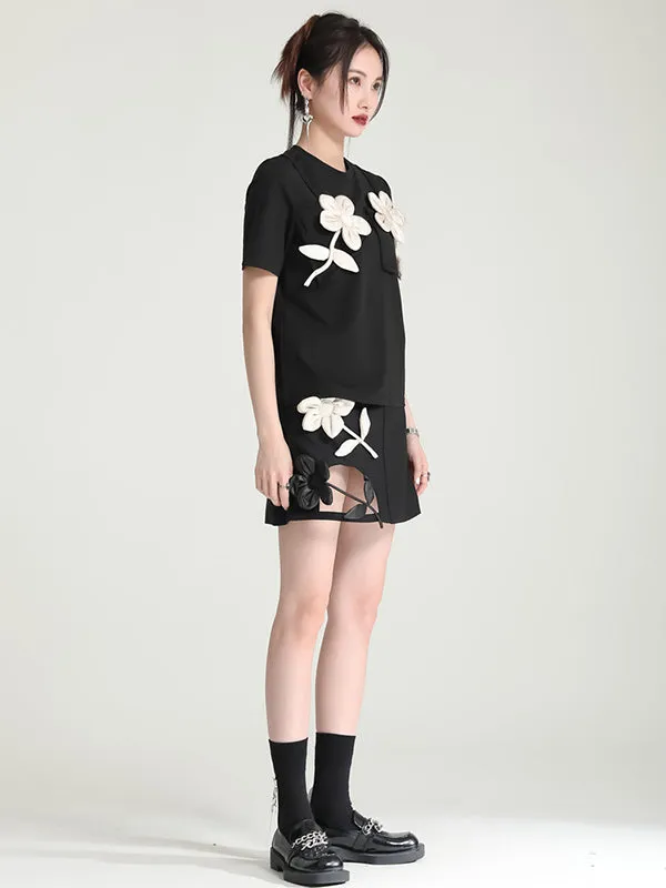 xakxx Original Stylish Applique Contrast Color T-Shirt Top