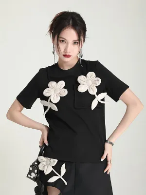 xakxx Original Stylish Applique Contrast Color T-Shirt Top