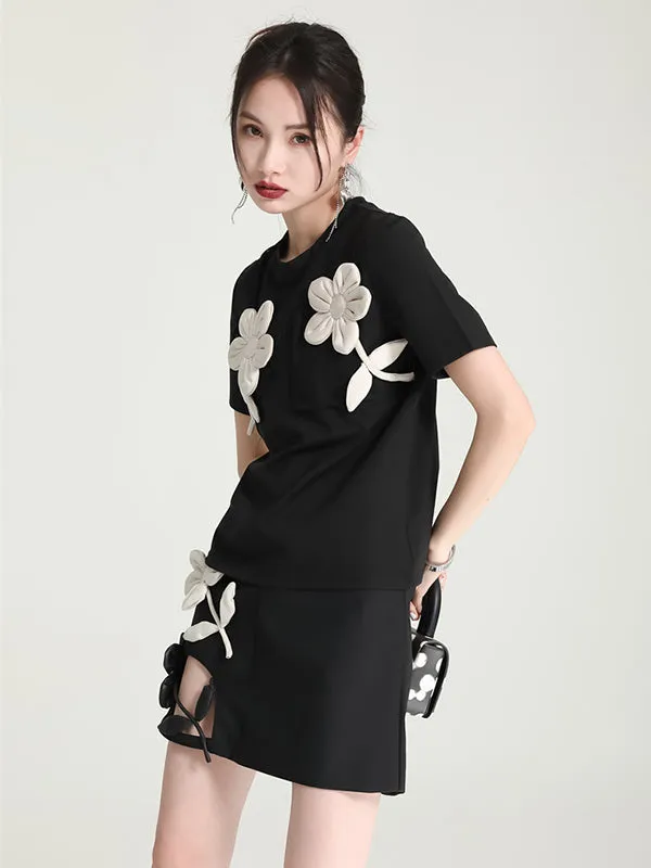 xakxx Original Stylish Applique Contrast Color T-Shirt Top