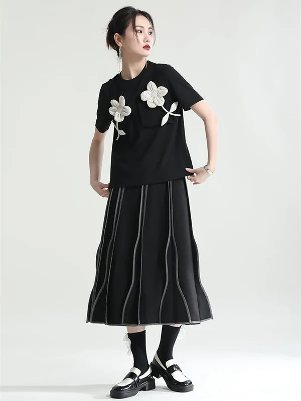 xakxx Original Stylish Applique Contrast Color T-Shirt Top