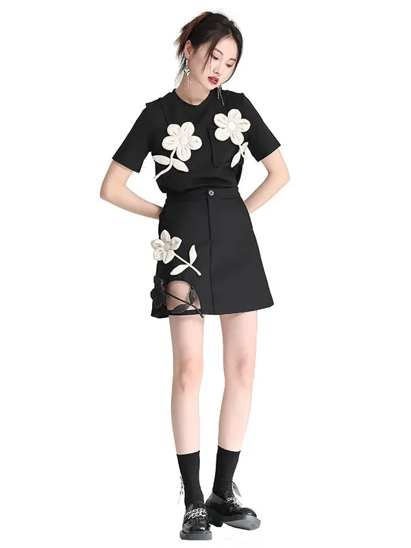 xakxx Original Stylish Applique Contrast Color T-Shirt Top