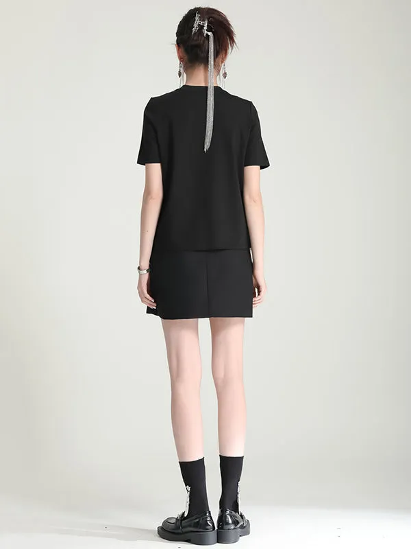 xakxx Original Stylish Applique Contrast Color T-Shirt Top