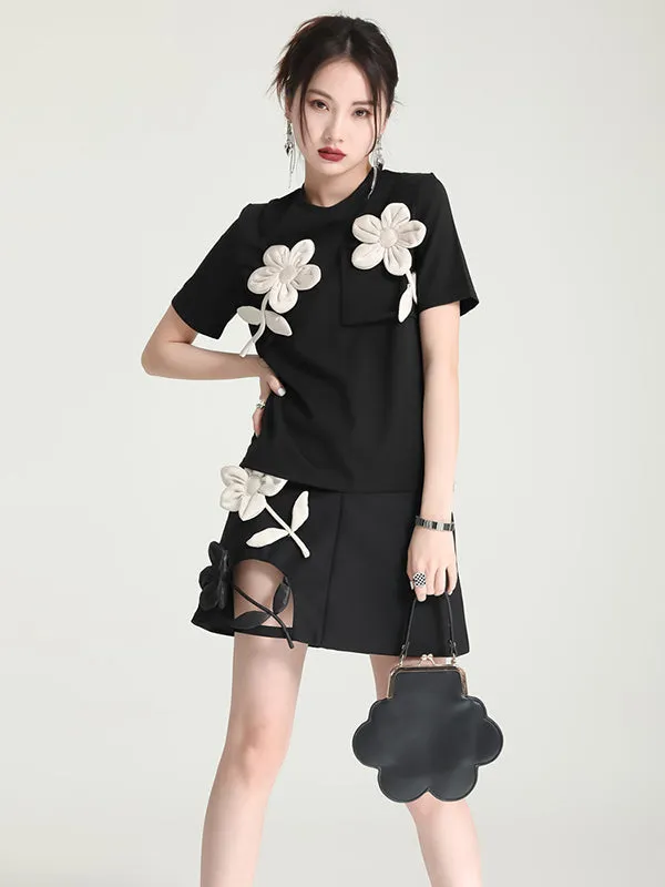 xakxx Original Stylish Applique Contrast Color T-Shirt Top