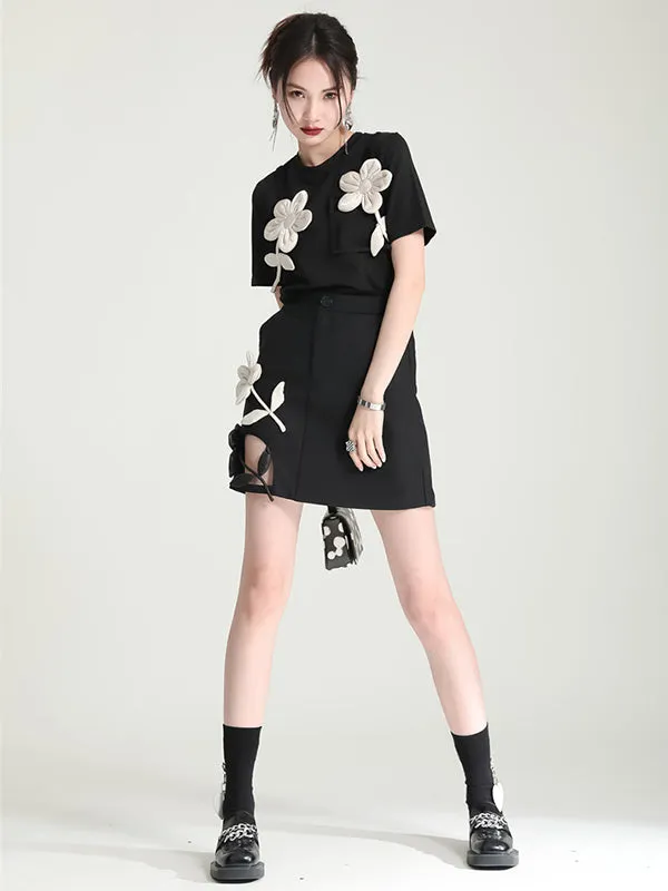 xakxx Original Stylish Applique Contrast Color T-Shirt Top