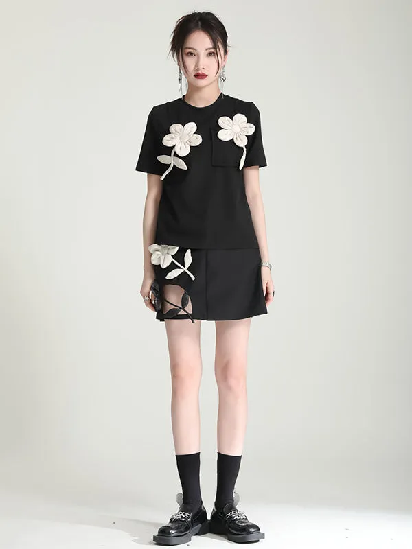 xakxx Original Stylish Applique Contrast Color T-Shirt Top