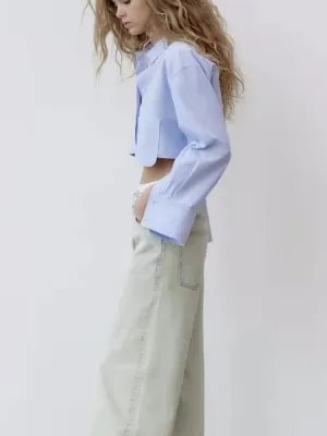xakxx - Spring new women's temperament fashion casual all-match Ruili sweet multi-color long-sleeved lapel poplin short shirt