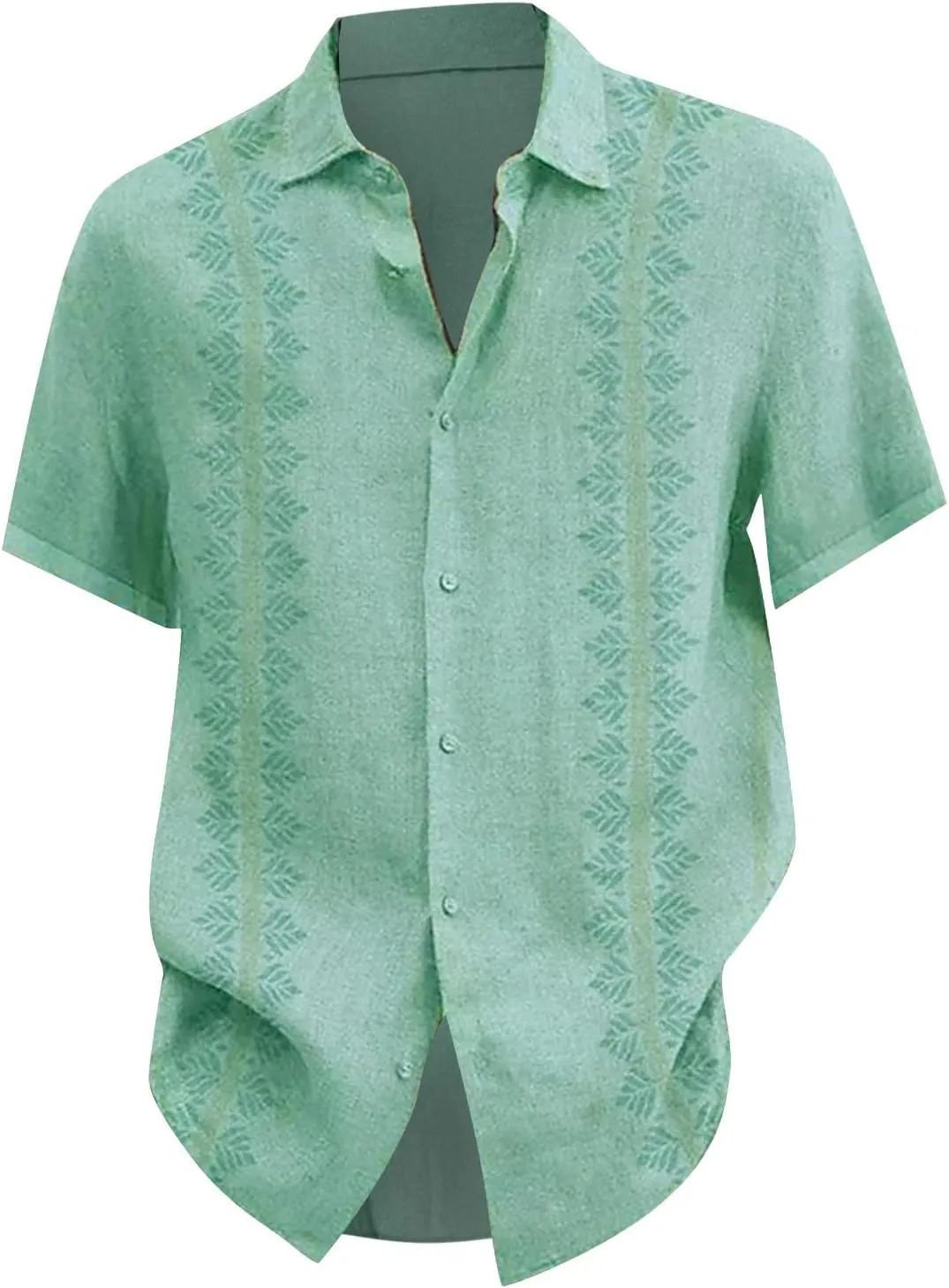 Ymosrh Men's Shirts Spring Summer Casual Cotton Linen Solid Color Short Sleeve Shirts Loose Button Down Short Shirt, M-4XL