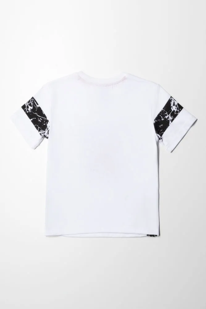Zipper Detail Styled T-Shirt White