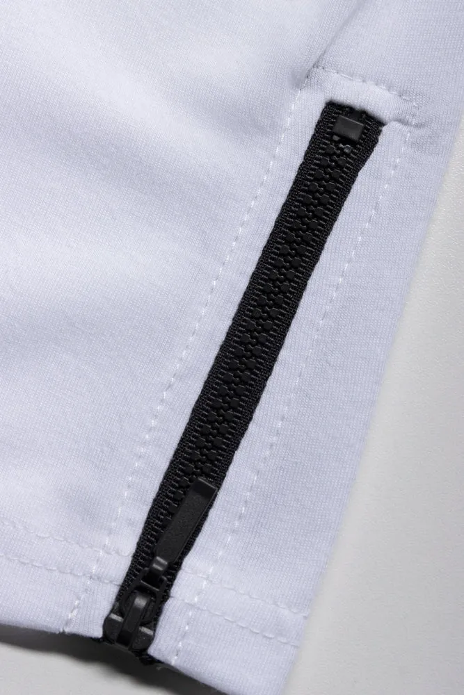 Zipper Detail Styled T-Shirt White